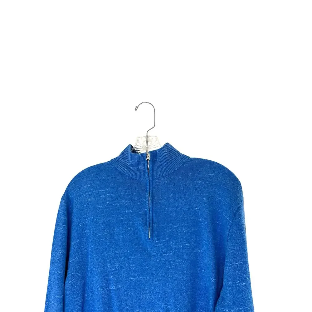 J.Crew Men's Blue Cotton Office Work‎ Raglan Half Zip Pullover Sweater Large